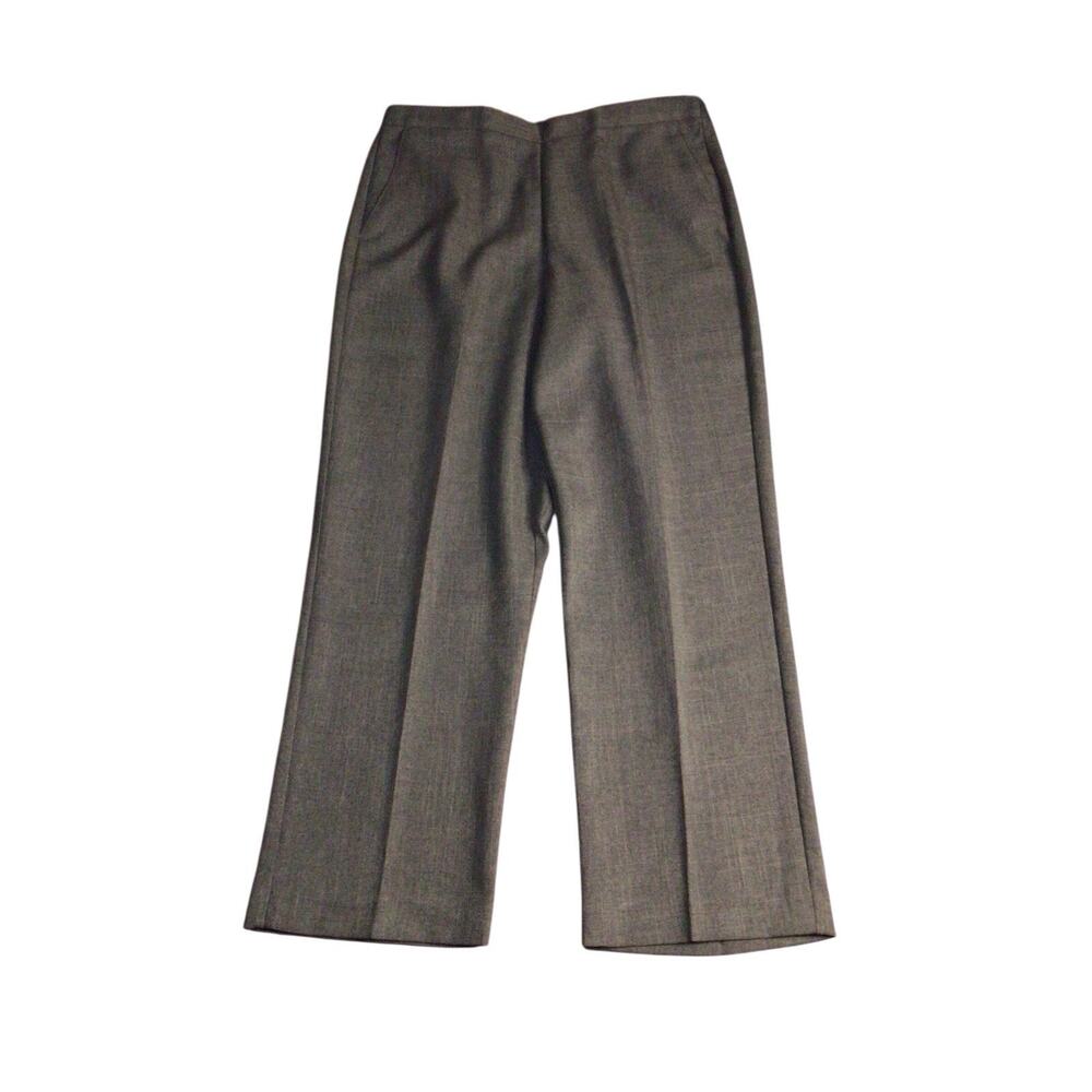 Alfred Dunner Womens Pull On Flat Front Dress Pants Size 10 Olive Green Elastic